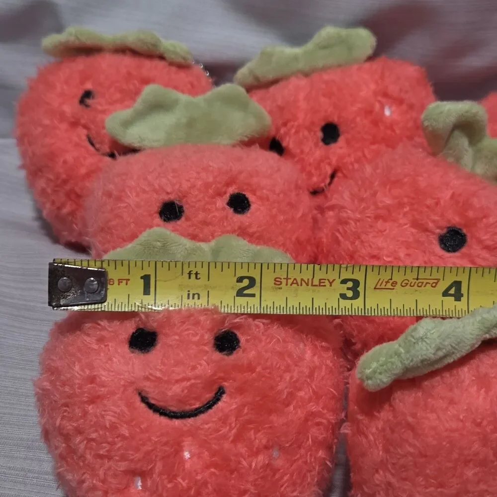 Plush Pink Strawberry Fruit Key Chain Charm Party Favor 8 Count Lot